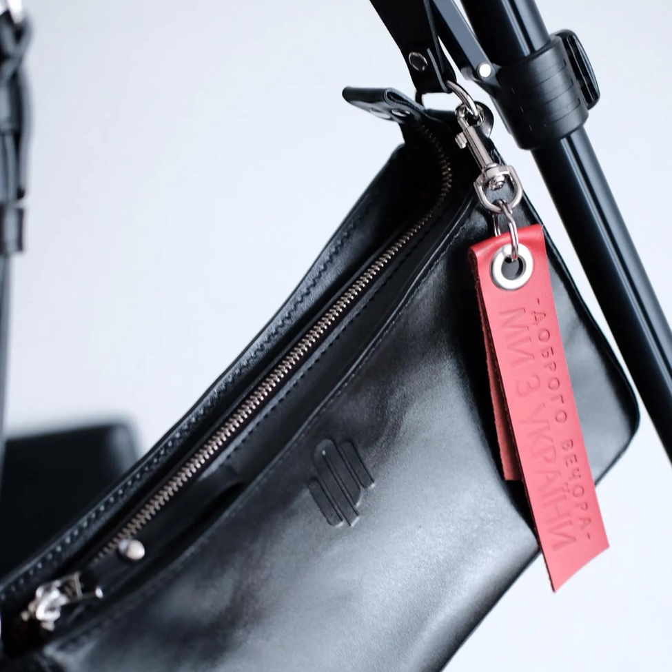 Black Leather Shoulder Clutch