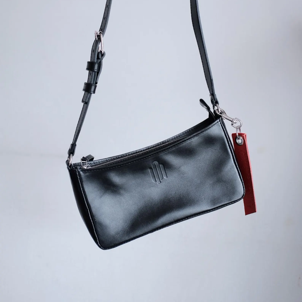 Black Leather Shoulder Clutch