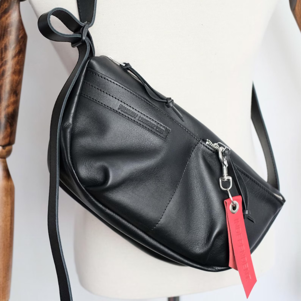 Black Leather Sling Bag