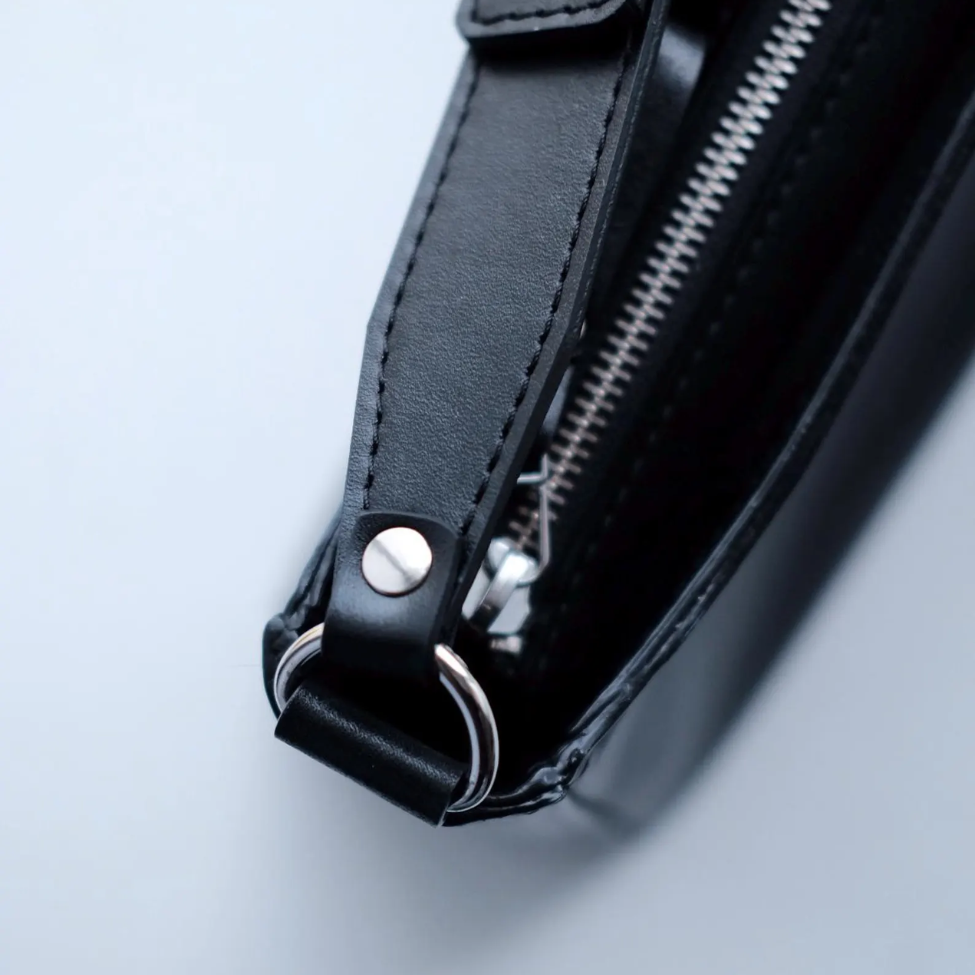 Black Leather Shoulder Clutch