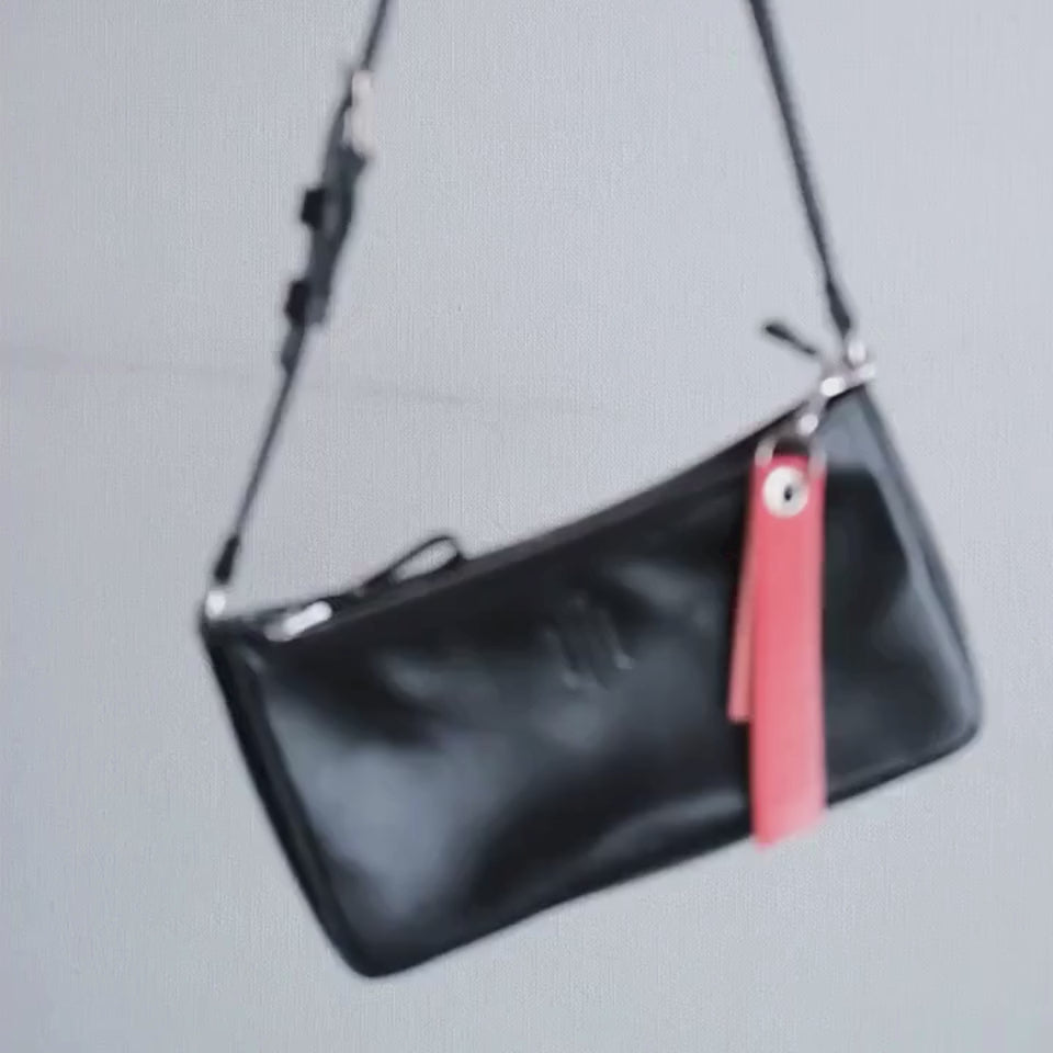 Black Leather Shoulder Clutch